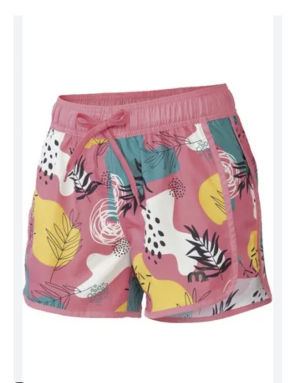 Mistral Womens Pink Tropical-Print Sport Athletic Shorts Elastic Waist Sz 10 NWT